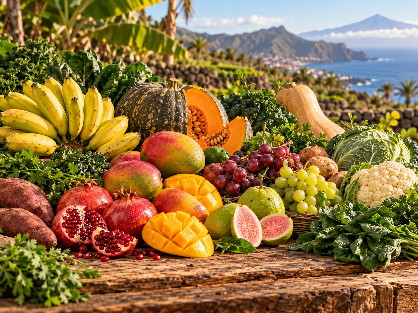 Frutas y verduras de invierno en Canarias con cítricos, brócoli y coliflor